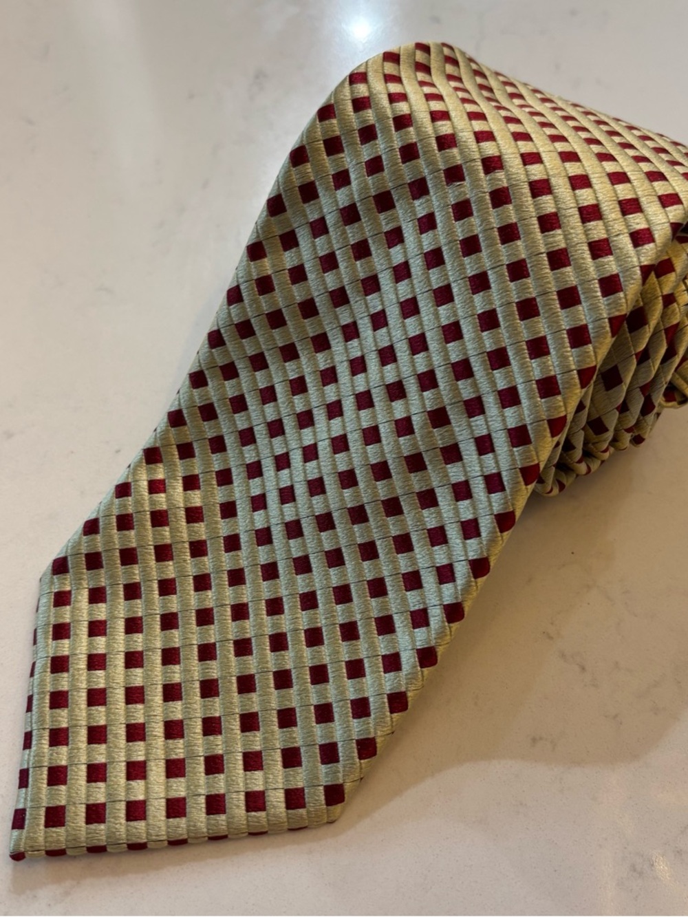 Zadi Andrew’s Men’s Tie Silk Milano,Italy NWT 57”X3.5” Woven Gold/Red Geometric